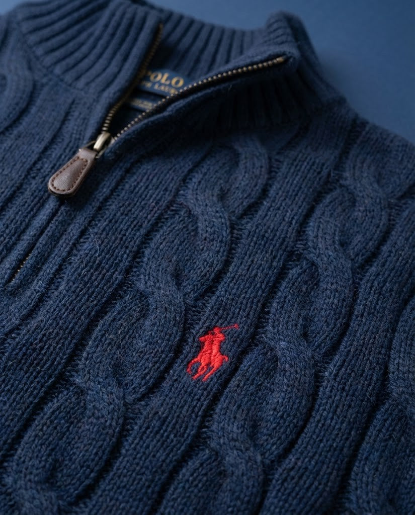 Men's Luxury Cable Knit Quarter-Zip Sweater by Polo Ralph Lauren